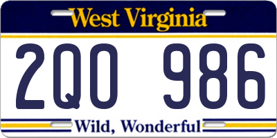WV license plate 2QO986