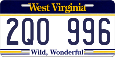 WV license plate 2QO996