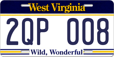 WV license plate 2QP008