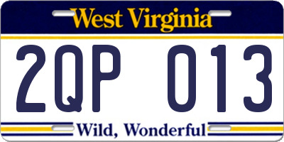 WV license plate 2QP013
