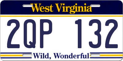 WV license plate 2QP132