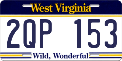 WV license plate 2QP153