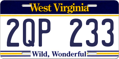 WV license plate 2QP233