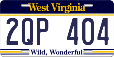 WV license plate 2QP404