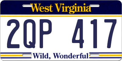 WV license plate 2QP417