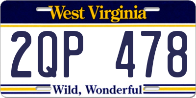 WV license plate 2QP478