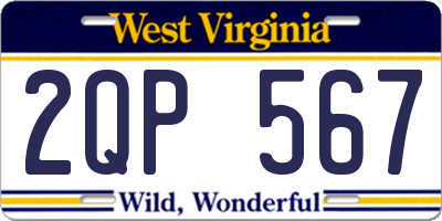 WV license plate 2QP567