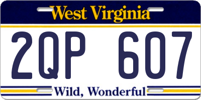 WV license plate 2QP607