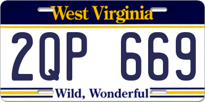 WV license plate 2QP669