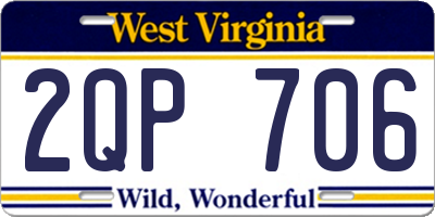 WV license plate 2QP706