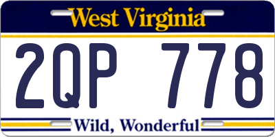 WV license plate 2QP778
