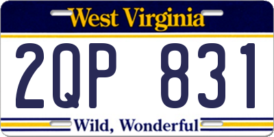 WV license plate 2QP831
