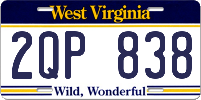 WV license plate 2QP838
