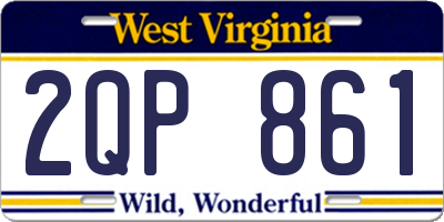 WV license plate 2QP861