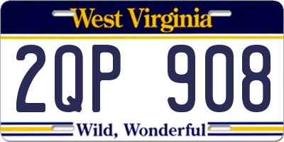 WV license plate 2QP908