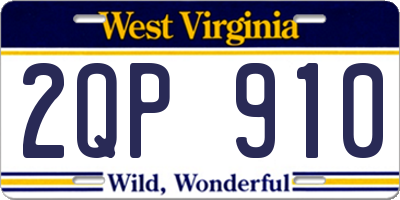 WV license plate 2QP910