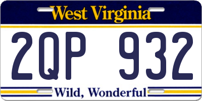 WV license plate 2QP932