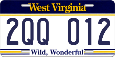 WV license plate 2QQ012