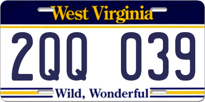WV license plate 2QQ039
