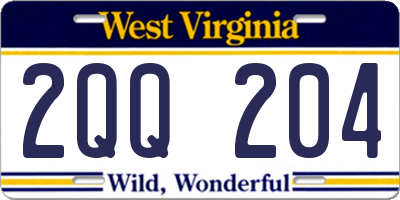 WV license plate 2QQ204