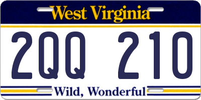 WV license plate 2QQ210