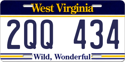 WV license plate 2QQ434
