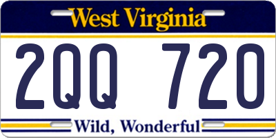 WV license plate 2QQ720