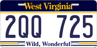 WV license plate 2QQ725