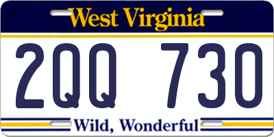 WV license plate 2QQ730