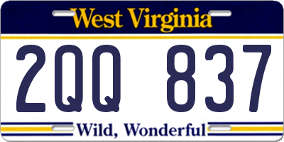 WV license plate 2QQ837