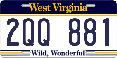 WV license plate 2QQ881