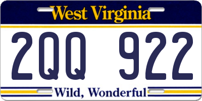 WV license plate 2QQ922
