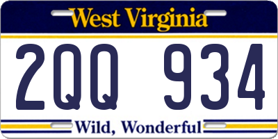 WV license plate 2QQ934