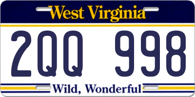 WV license plate 2QQ998