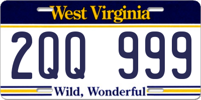WV license plate 2QQ999