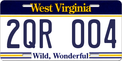 WV license plate 2QR004