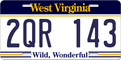 WV license plate 2QR143