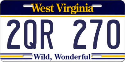 WV license plate 2QR270