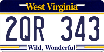 WV license plate 2QR343