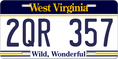 WV license plate 2QR357