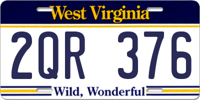 WV license plate 2QR376