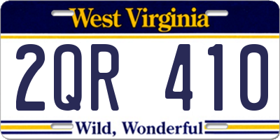 WV license plate 2QR410