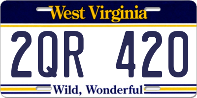 WV license plate 2QR420