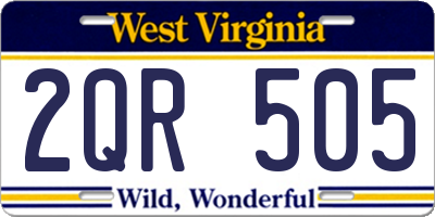 WV license plate 2QR505
