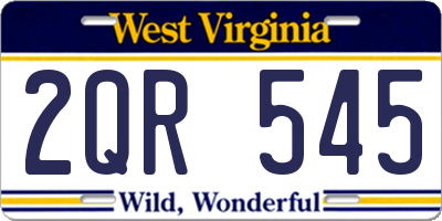 WV license plate 2QR545
