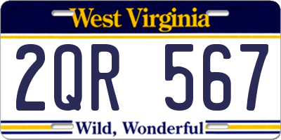WV license plate 2QR567