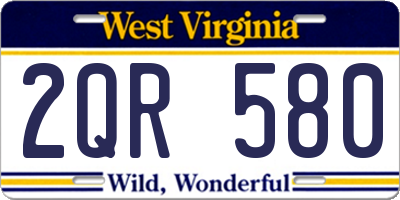 WV license plate 2QR580