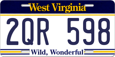 WV license plate 2QR598