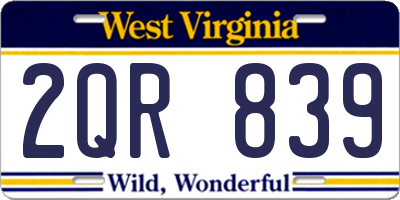 WV license plate 2QR839