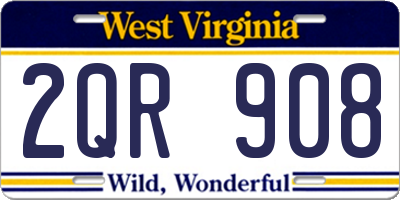 WV license plate 2QR908